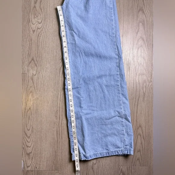 Women’s High Waist Wide Leg Light Blue Jeans 100% Cotton Size Medium - Picture 10 of 13
